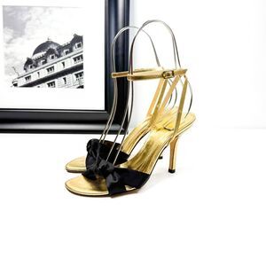 Kate Spade Women’s Gold & Black Bow Heels - Size 6.5 - Made in Italy!